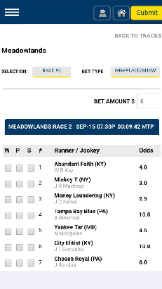 RACEBOOK - ODDS